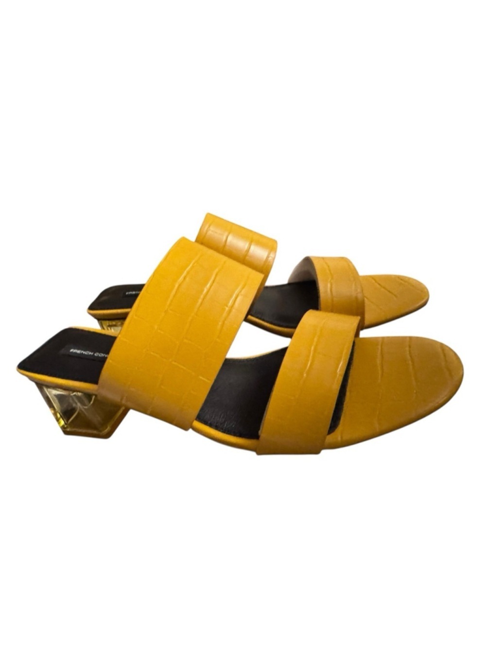 French Connection Lucite Heel Sandals Yellow 9.5 MRSP $148